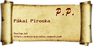 Pákai Piroska névjegykártya